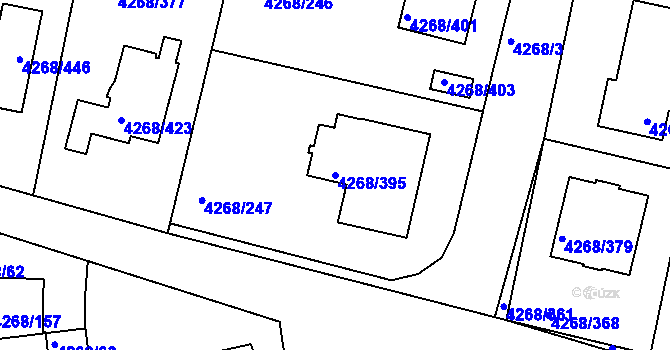 Parcela st. 4268/395 v KÚ Újezd nad Lesy, Katastrální mapa
