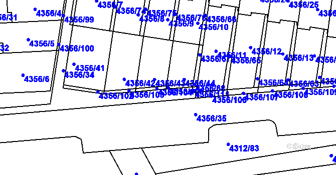 Parcela st. 4356/105 v KÚ Újezd nad Lesy, Katastrální mapa