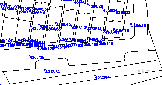 Parcela st. 4356/109 v KÚ Újezd nad Lesy, Katastrální mapa