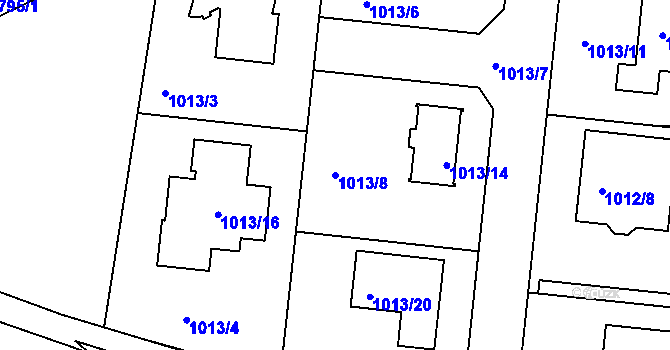 Parcela st. 1013/8 v KÚ Újezd nad Lesy, Katastrální mapa