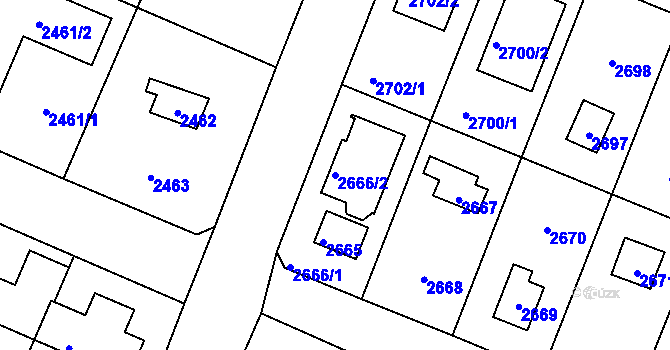 Parcela st. 2666/2 v KÚ Újezd nad Lesy, Katastrální mapa