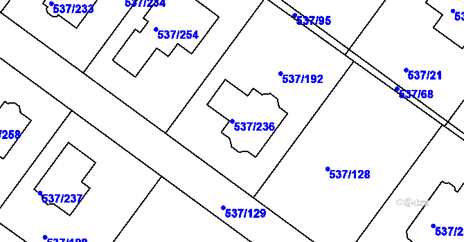 Parcela st. 537/236 v KÚ Újezd nad Lesy, Katastrální mapa