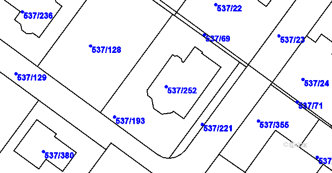 Parcela st. 537/252 v KÚ Újezd nad Lesy, Katastrální mapa