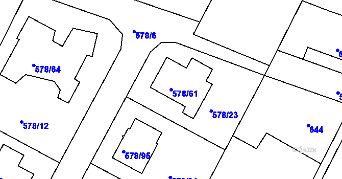 Parcela st. 578/61 v KÚ Újezd nad Lesy, Katastrální mapa