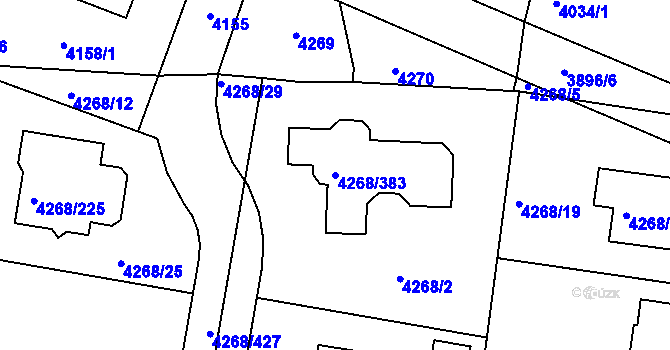 Parcela st. 4268/383 v KÚ Újezd nad Lesy, Katastrální mapa