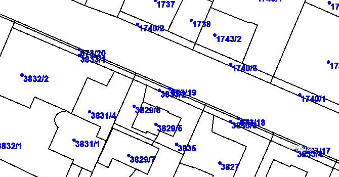 Parcela st. 673/19 v KÚ Újezd nad Lesy, Katastrální mapa