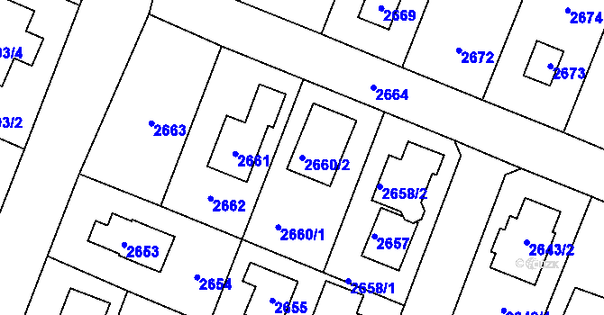 Parcela st. 2660/2 v KÚ Újezd nad Lesy, Katastrální mapa