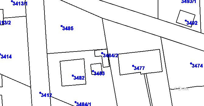 Parcela st. 3484/2 v KÚ Újezd nad Lesy, Katastrální mapa