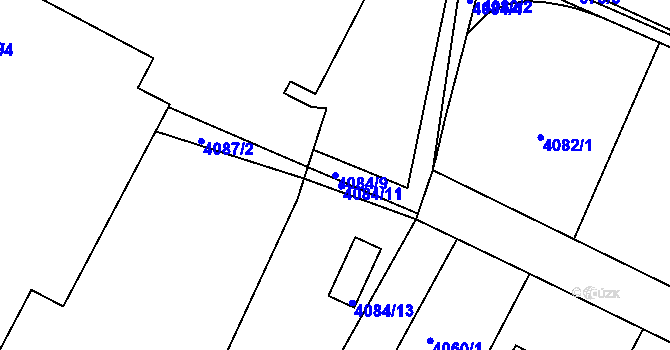 Parcela st. 4084/9 v KÚ Újezd nad Lesy, Katastrální mapa