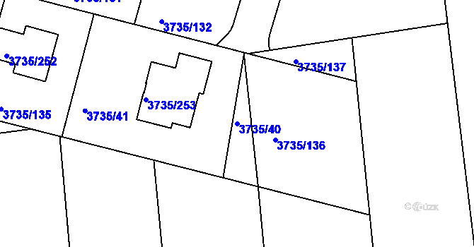 Parcela st. 3735/40 v KÚ Újezd nad Lesy, Katastrální mapa
