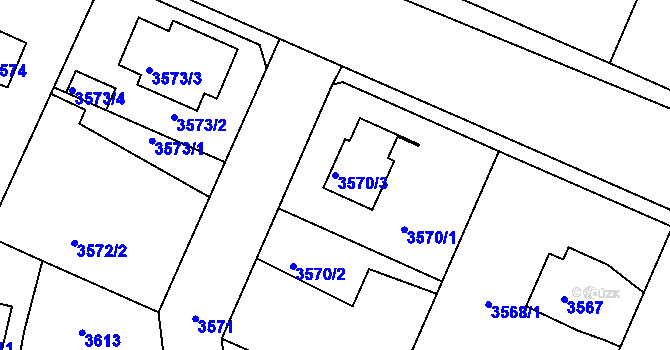 Parcela st. 3570/3 v KÚ Újezd nad Lesy, Katastrální mapa