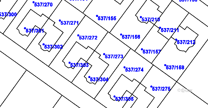 Parcela st. 537/273 v KÚ Újezd nad Lesy, Katastrální mapa