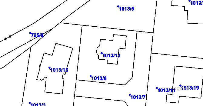 Parcela st. 1013/13 v KÚ Újezd nad Lesy, Katastrální mapa