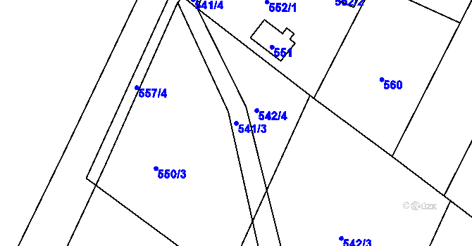 Parcela st. 541/3 v KÚ Újezd nad Lesy, Katastrální mapa