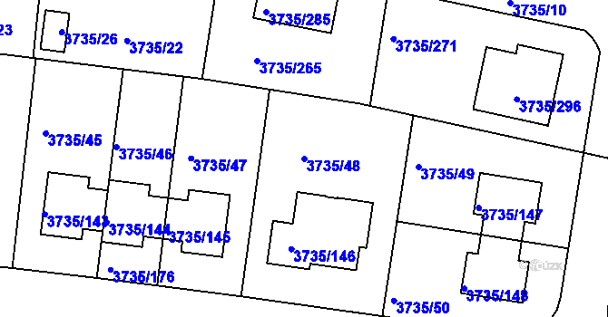 Parcela st. 3735/48 v KÚ Újezd nad Lesy, Katastrální mapa