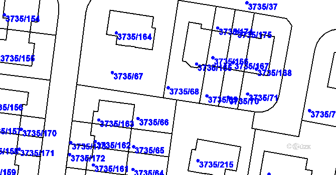 Parcela st. 3735/68 v KÚ Újezd nad Lesy, Katastrální mapa