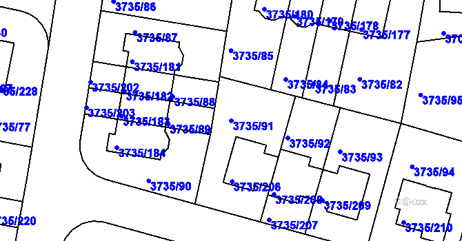 Parcela st. 3735/91 v KÚ Újezd nad Lesy, Katastrální mapa