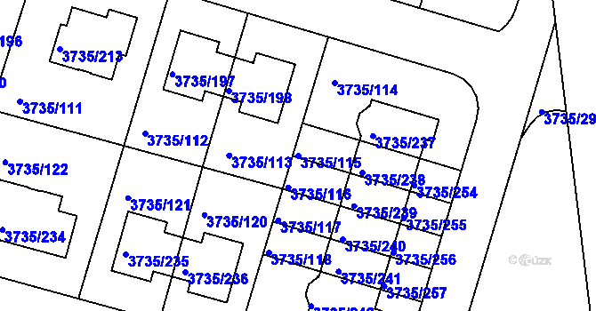 Parcela st. 3735/115 v KÚ Újezd nad Lesy, Katastrální mapa