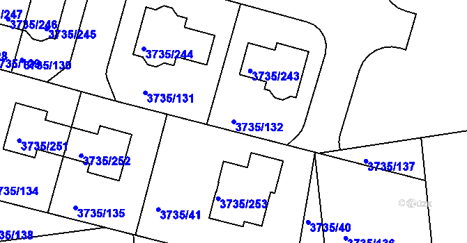 Parcela st. 3735/132 v KÚ Újezd nad Lesy, Katastrální mapa