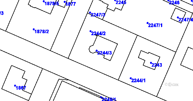 Parcela st. 2244/3 v KÚ Újezd nad Lesy, Katastrální mapa