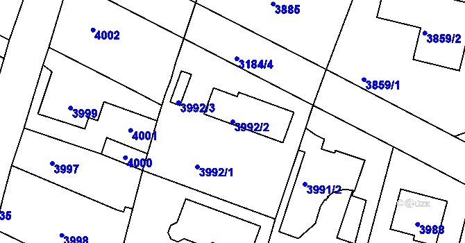 Parcela st. 3992/2 v KÚ Újezd nad Lesy, Katastrální mapa
