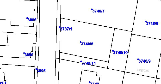 Parcela st. 3748/8 v KÚ Újezd nad Lesy, Katastrální mapa