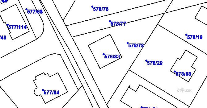 Parcela st. 578/83 v KÚ Újezd nad Lesy, Katastrální mapa