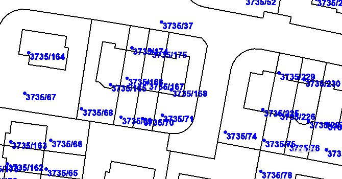 Parcela st. 3735/168 v KÚ Újezd nad Lesy, Katastrální mapa