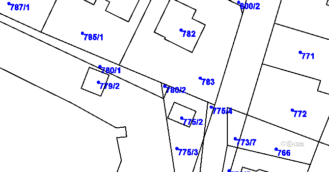 Parcela st. 780/2 v KÚ Újezd nad Lesy, Katastrální mapa