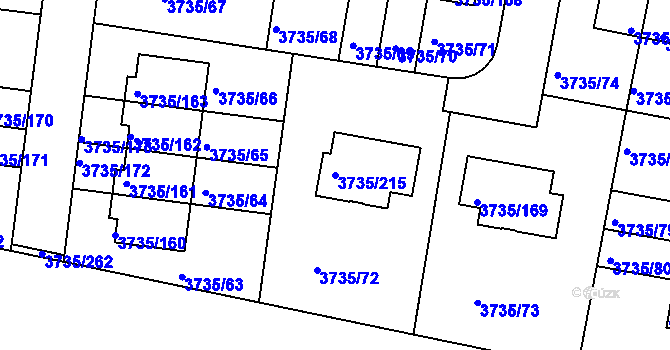 Parcela st. 3735/215 v KÚ Újezd nad Lesy, Katastrální mapa
