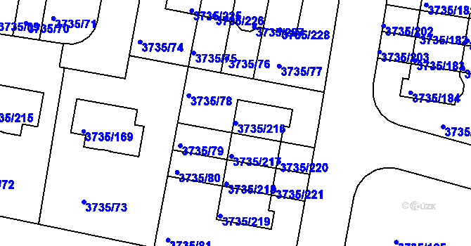 Parcela st. 3735/216 v KÚ Újezd nad Lesy, Katastrální mapa