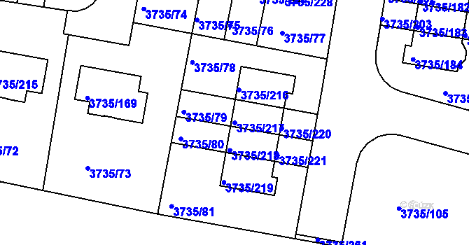 Parcela st. 3735/217 v KÚ Újezd nad Lesy, Katastrální mapa