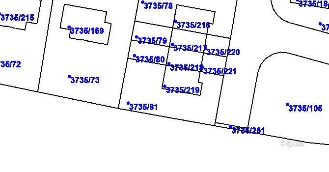 Parcela st. 3735/219 v KÚ Újezd nad Lesy, Katastrální mapa
