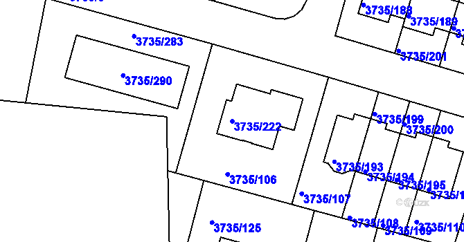 Parcela st. 3735/222 v KÚ Újezd nad Lesy, Katastrální mapa