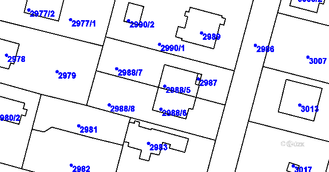 Parcela st. 2988/5 v KÚ Újezd nad Lesy, Katastrální mapa