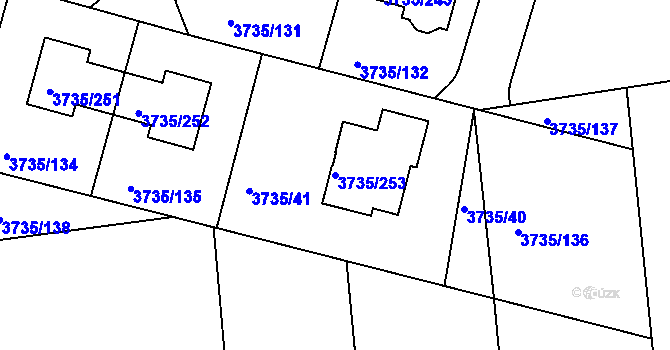 Parcela st. 3735/253 v KÚ Újezd nad Lesy, Katastrální mapa