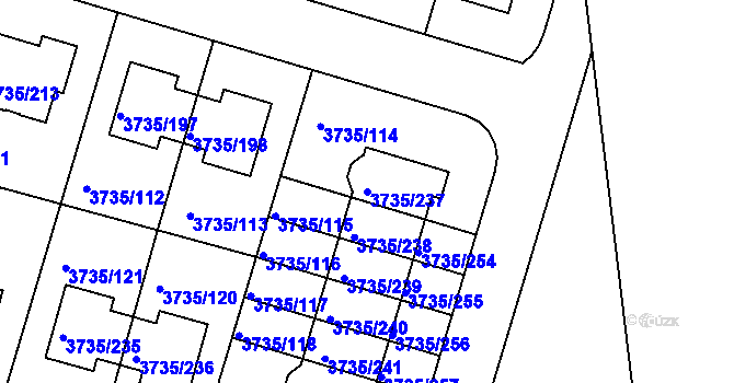 Parcela st. 3735/237 v KÚ Újezd nad Lesy, Katastrální mapa