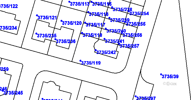 Parcela st. 3735/242 v KÚ Újezd nad Lesy, Katastrální mapa