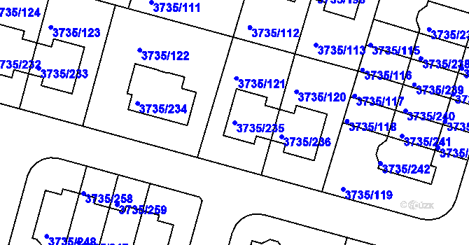 Parcela st. 3735/235 v KÚ Újezd nad Lesy, Katastrální mapa