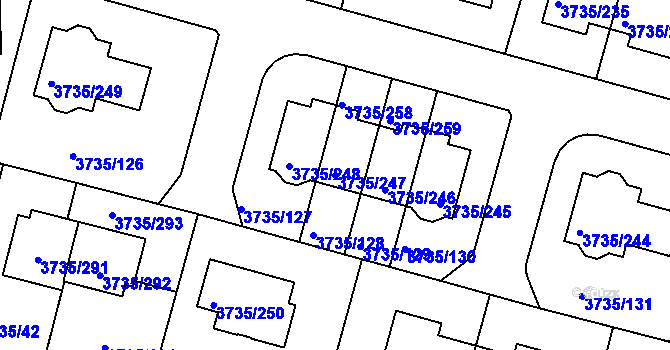 Parcela st. 3735/247 v KÚ Újezd nad Lesy, Katastrální mapa