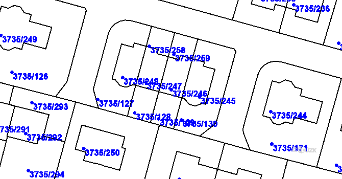 Parcela st. 3735/246 v KÚ Újezd nad Lesy, Katastrální mapa