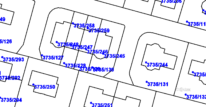 Parcela st. 3735/245 v KÚ Újezd nad Lesy, Katastrální mapa