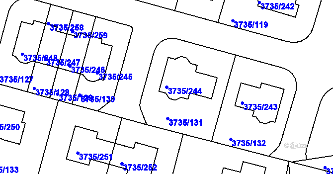 Parcela st. 3735/244 v KÚ Újezd nad Lesy, Katastrální mapa