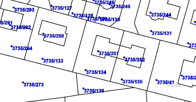 Parcela st. 3735/251 v KÚ Újezd nad Lesy, Katastrální mapa