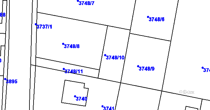 Parcela st. 3748/10 v KÚ Újezd nad Lesy, Katastrální mapa