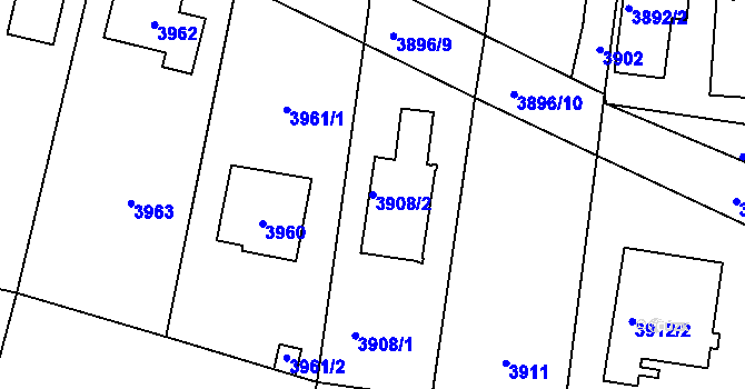 Parcela st. 3908/2 v KÚ Újezd nad Lesy, Katastrální mapa