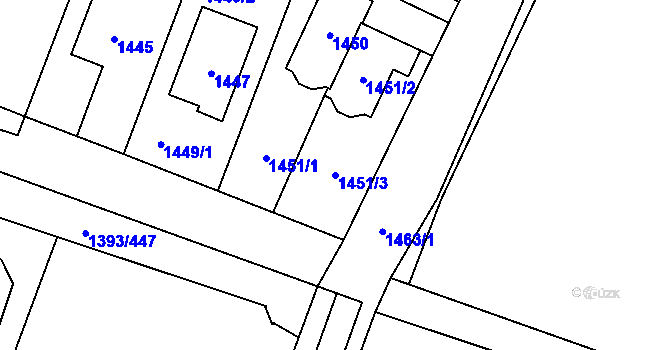 Parcela st. 1451/3 v KÚ Újezd nad Lesy, Katastrální mapa