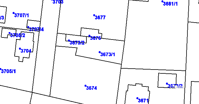 Parcela st. 3673/1 v KÚ Újezd nad Lesy, Katastrální mapa