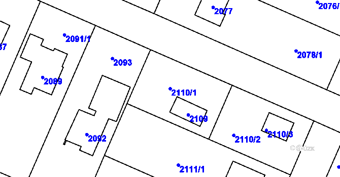 Parcela st. 2110/1 v KÚ Újezd nad Lesy, Katastrální mapa