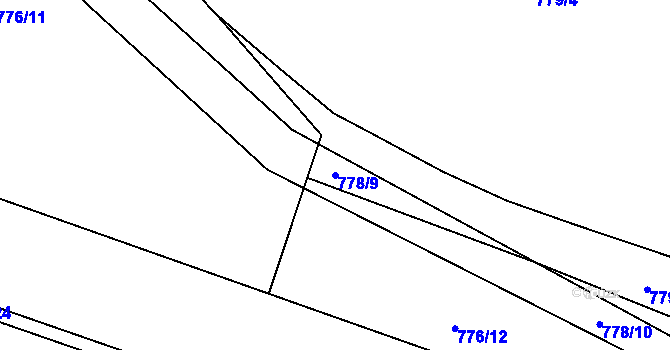 Parcela st. 778/9 v KÚ Újezd nad Lesy, Katastrální mapa